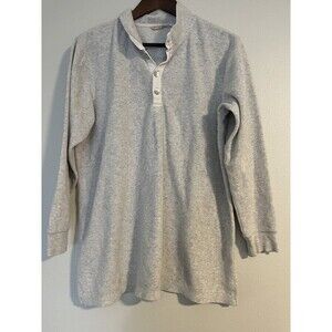 Soft Surroundings‎ Medium M Light Gray Quarter Pullover Fleece Sweater 29906